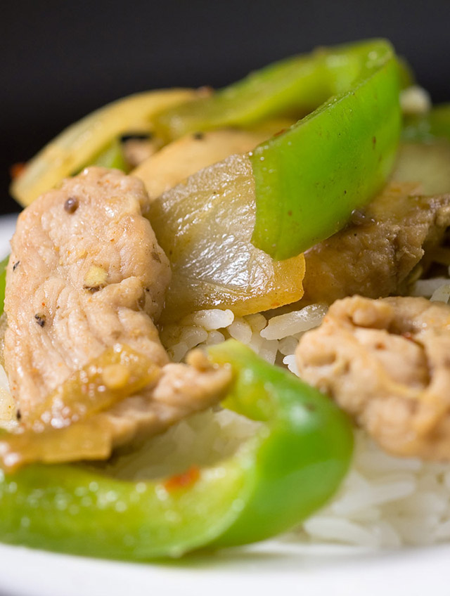 Pork Stir Fry with Peppers and Mushrooms