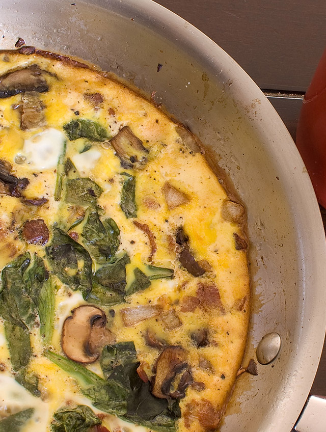 Spinach, Mushroom and Bacon Frittata