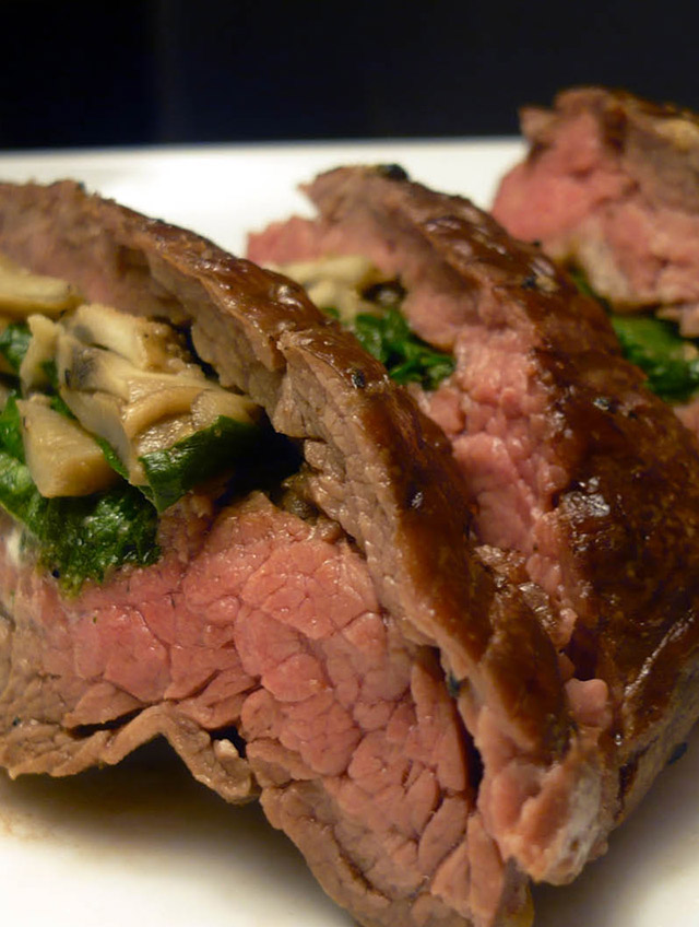 Mushroom and Spinach Stuffed Flank Steak