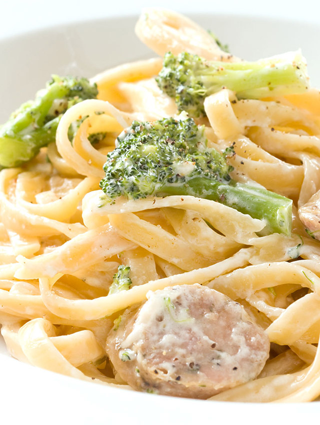 Creamy Broccoli and Sausage Fettuccine