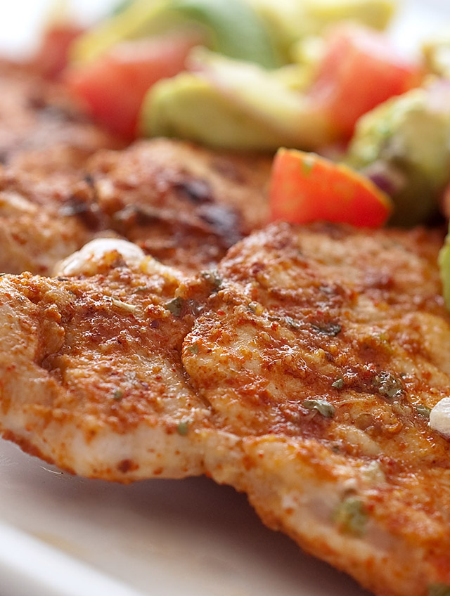 Chili Rubbed Pork with Avocado Salsa