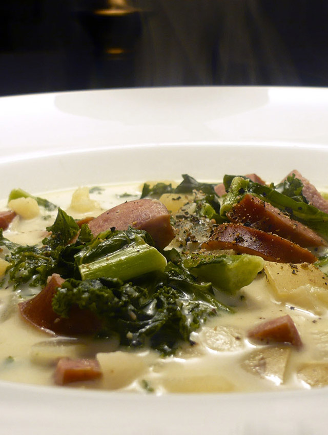 Creamy Kale and Kielbasa Soup