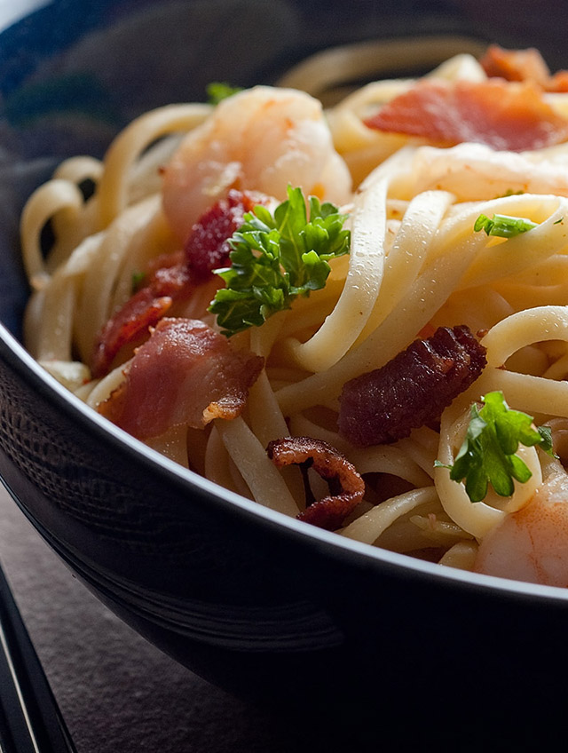 Shrimp and Bacon Linguine