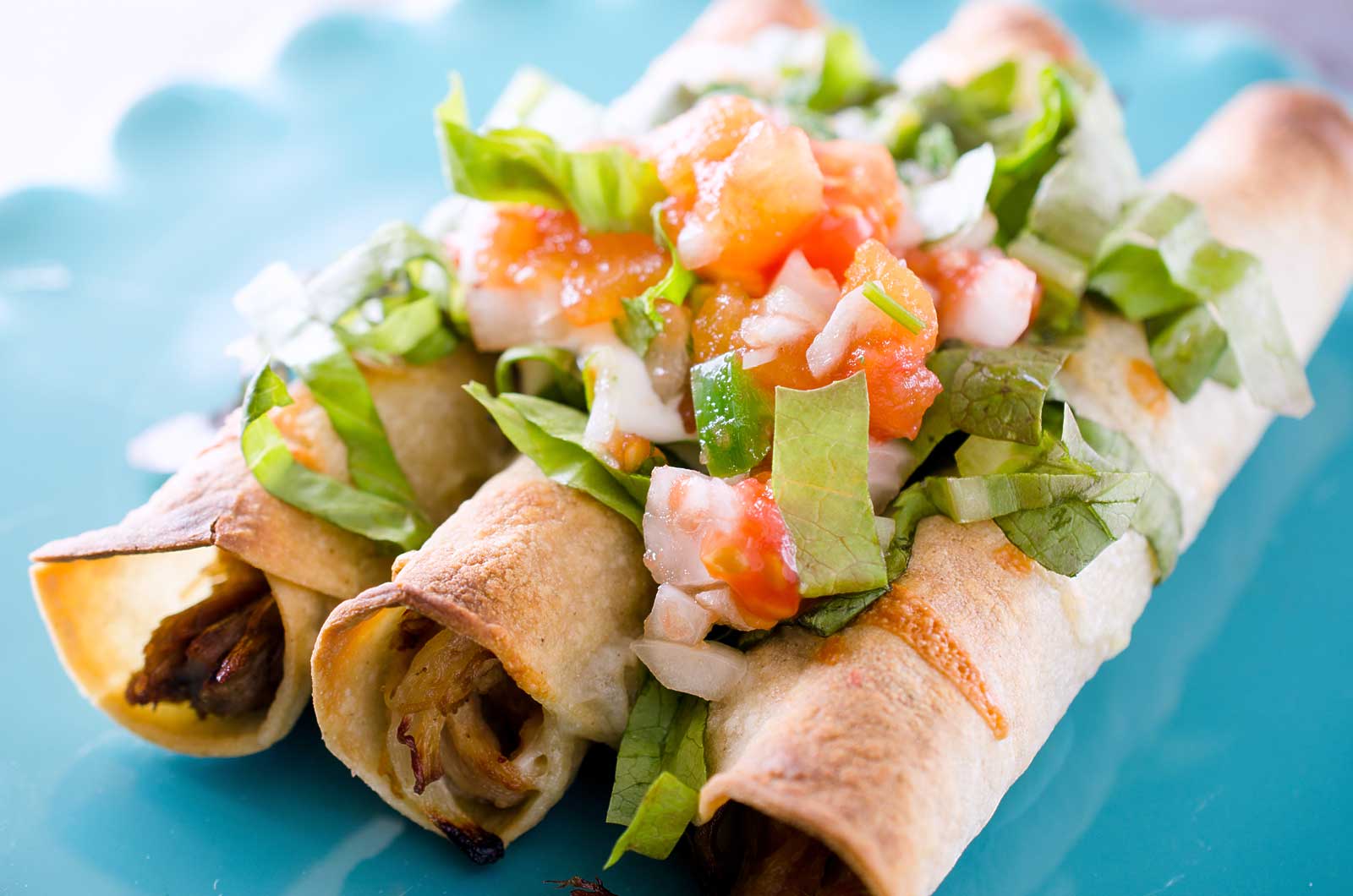 Pulled Pork Taquitos with Grilled Tomato Salsa Life's Ambrosia