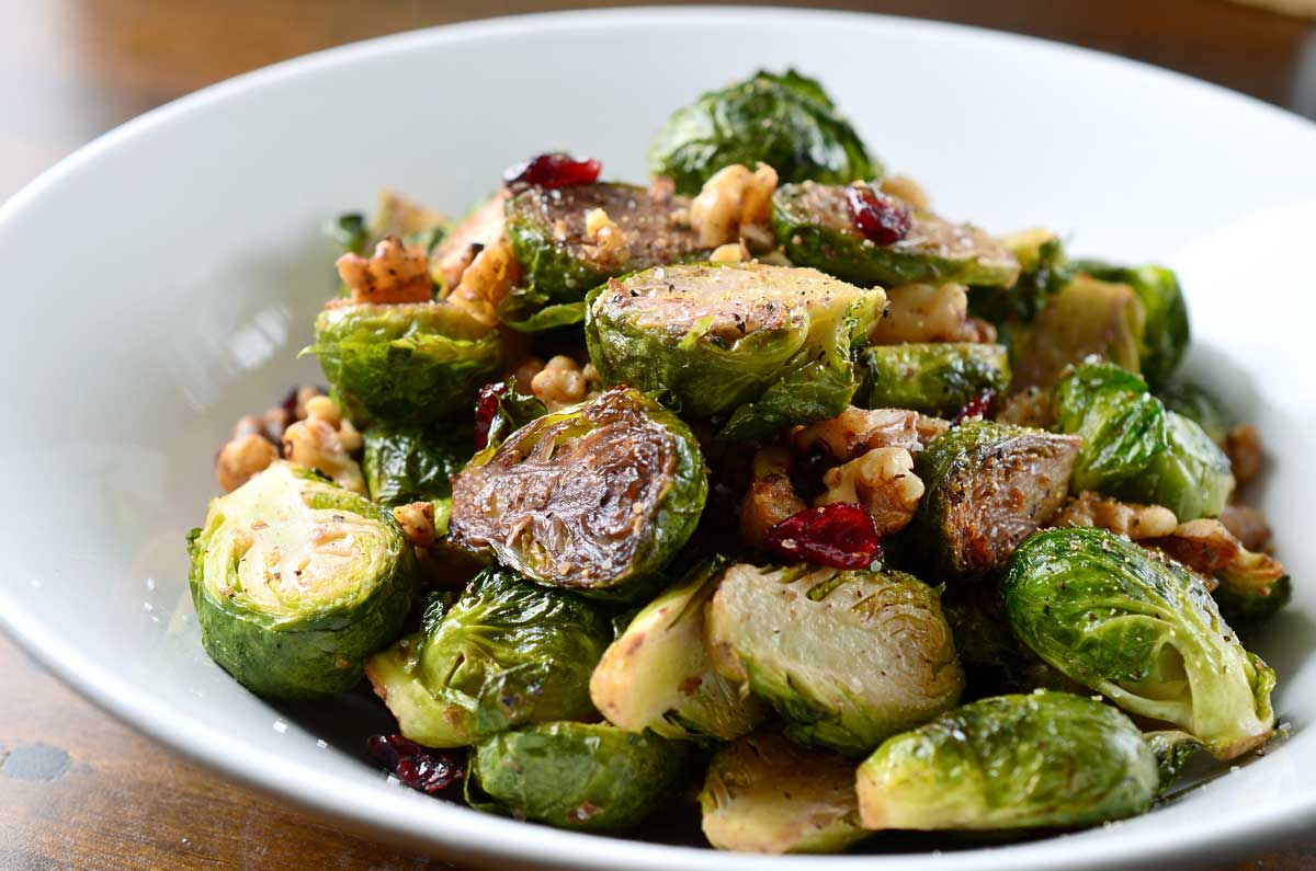 Roasted Brussels Sprouts, Walnuts and Cranberries Life's Ambrosia