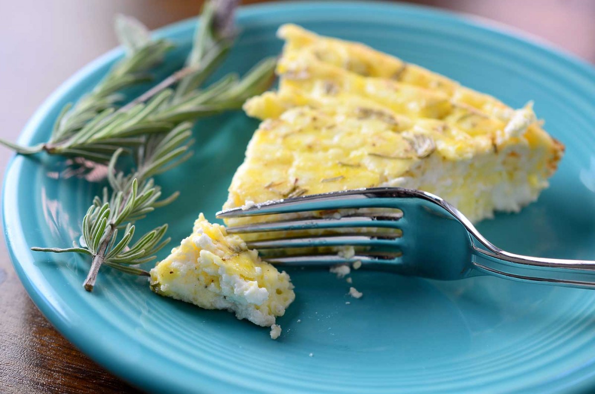 Rosemary Lavender and Goat Cheese Crustless Quiche
