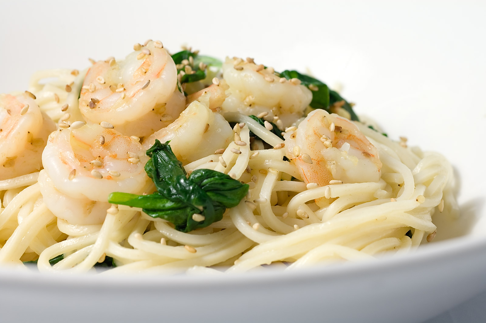 Sesame Shrimp and Spinach Noodles
