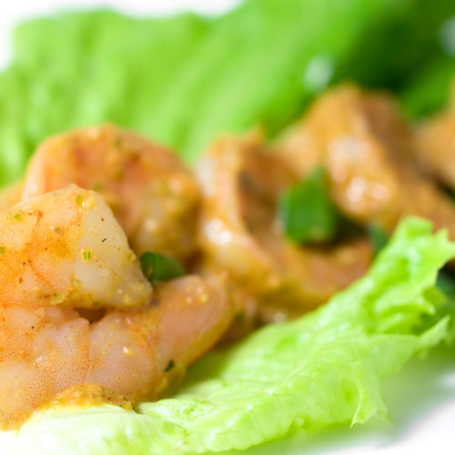 Shrimp Remoulade on lettuce leaf