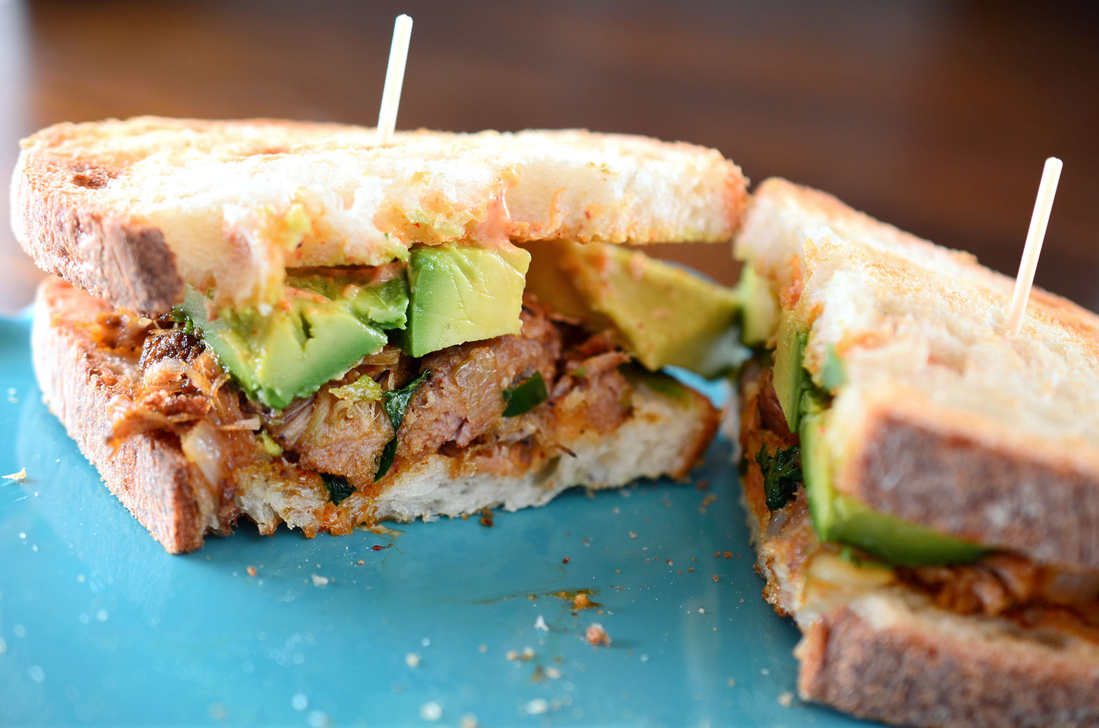 Spiced Pulled Pork and Avocado Sandwich