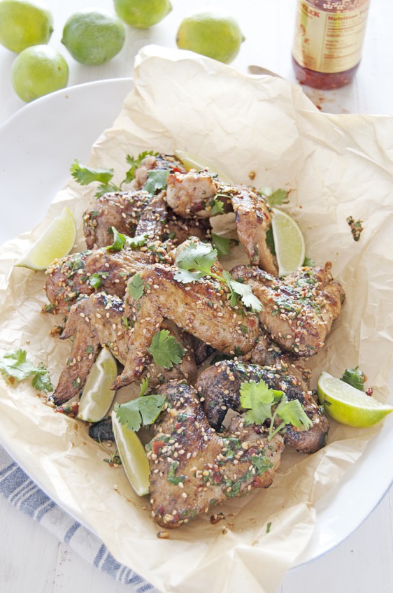 These Thai chicken wings are perfect for those warm summer grilling nights, and feature a beautifully spicy Thai sauce and lots of fresh cilantro!