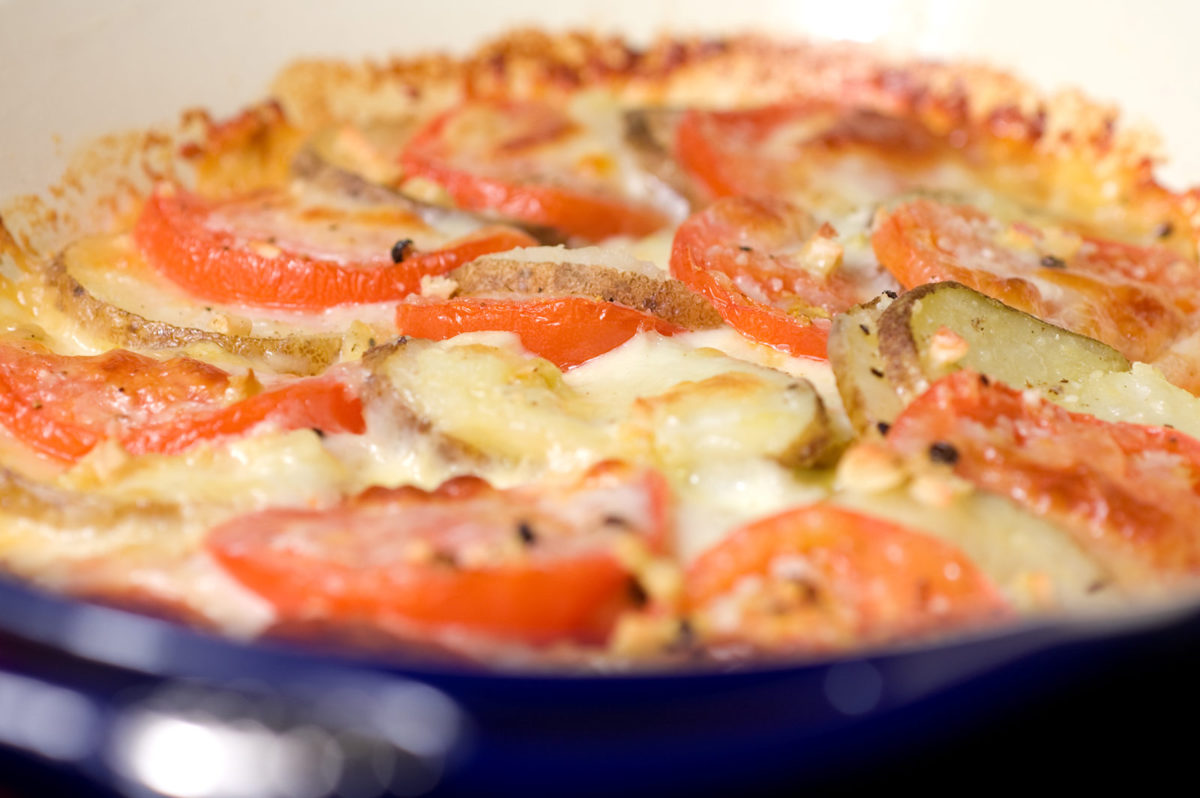 Tomato, Potato and Mozzarella Bake