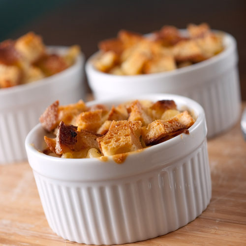 Truffle macaroni and cheese in small ramikens