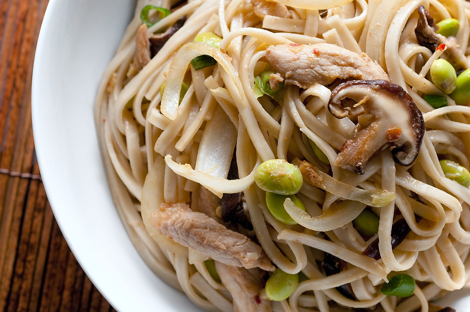 Udon Noodle Stirfry with Pork and Edamame Life's Ambrosia
