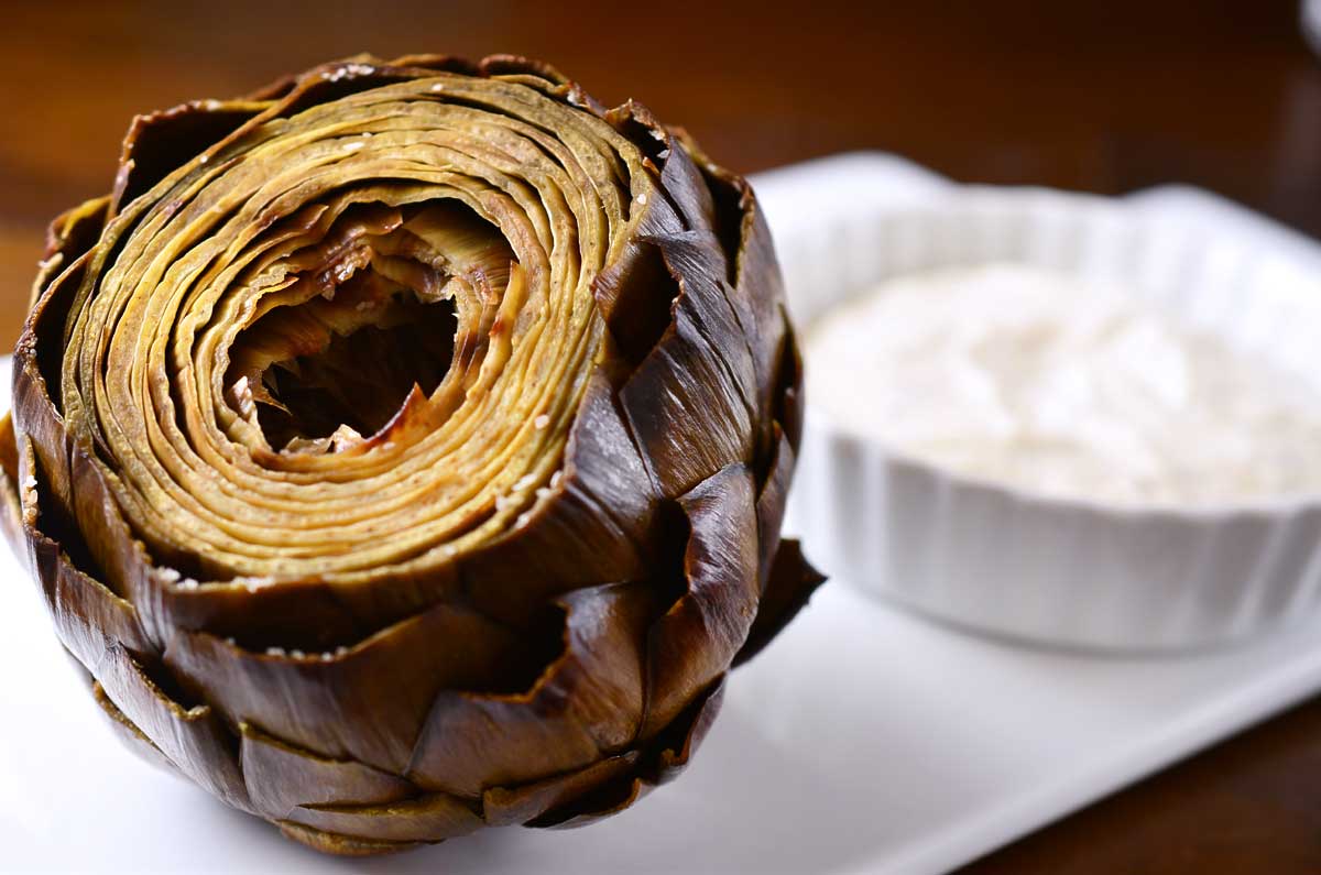 Whole Roasted Artichoke with Roasted Garlic Lemon Dip Life's Ambrosia