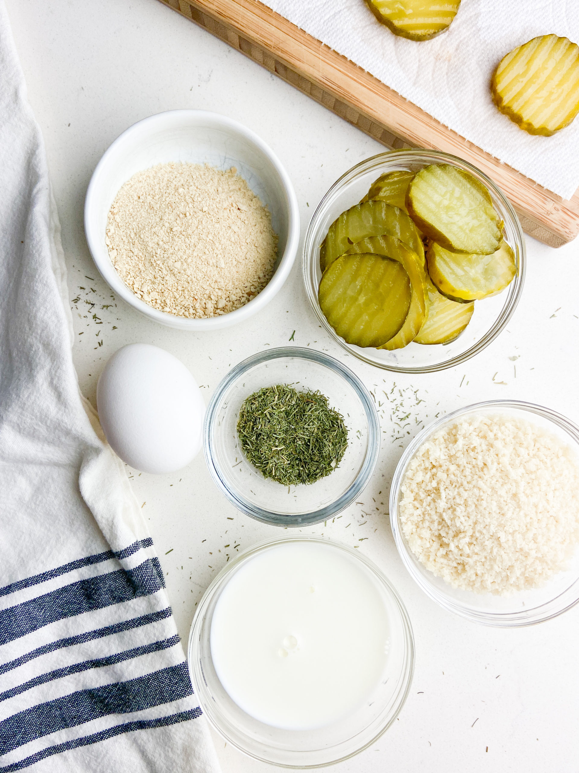 Ingredients for air fryer fried pickle chips