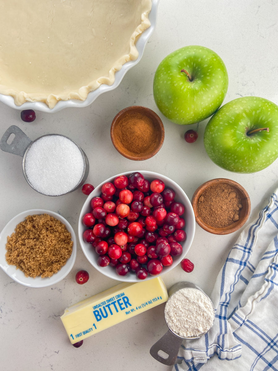 Cranberry Apple Pie Ingredients. 