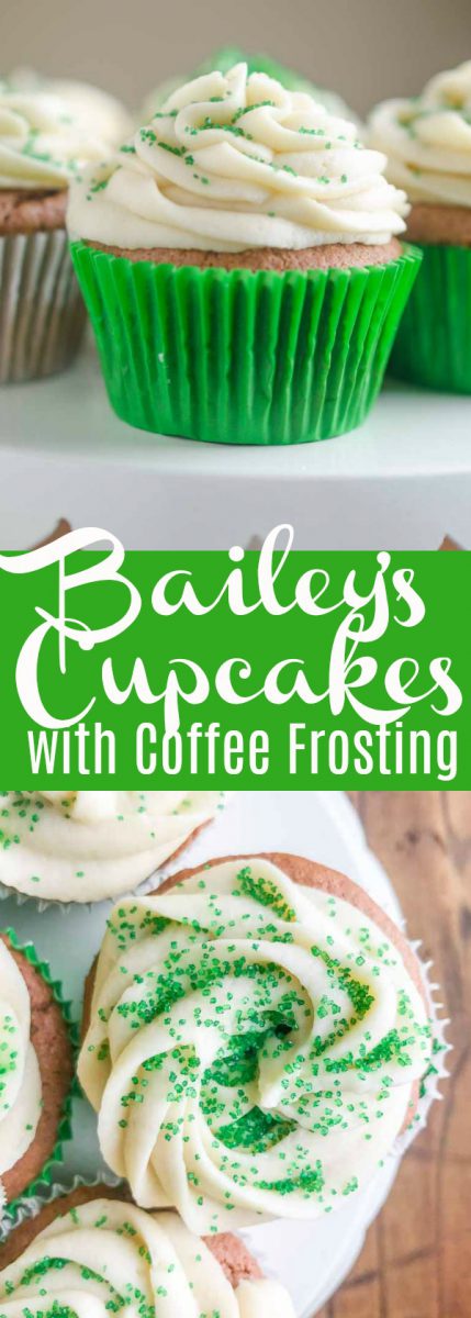 Bailey's Cupcakes are a decadent bailey's dessert with moist cake and sweet coffee frosting. A perfect dessert for St. Paddy's Day!