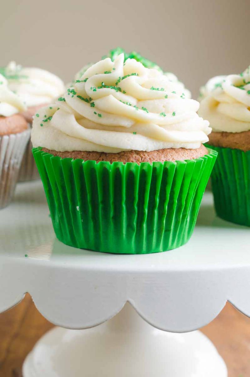 Bailey's Cupcakes are a decadent bailey's dessert with moist cake and sweet coffee frosting. A perfect dessert for St. Paddy's Day!