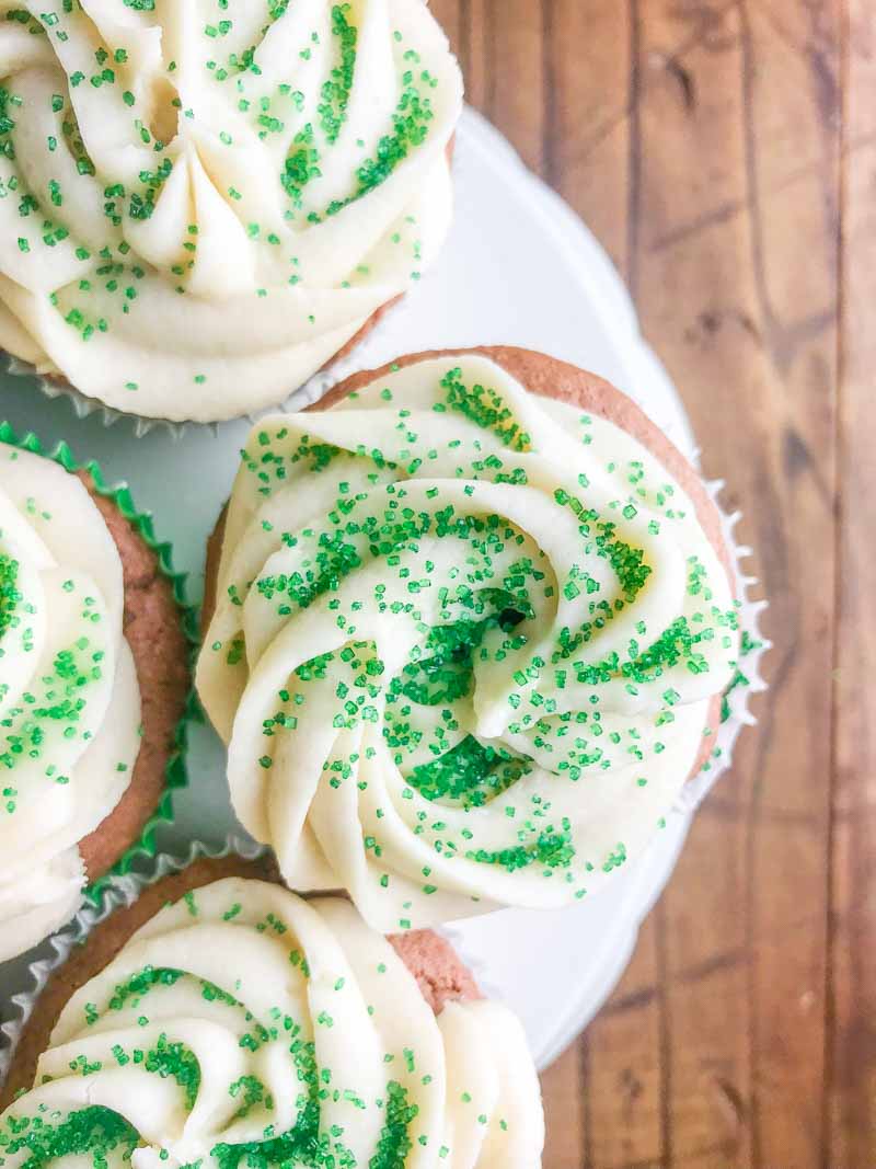 Bailey's Cupcakes are a decadent bailey's dessert with moist cake and sweet coffee frosting. A perfect dessert for St. Paddy's Day!