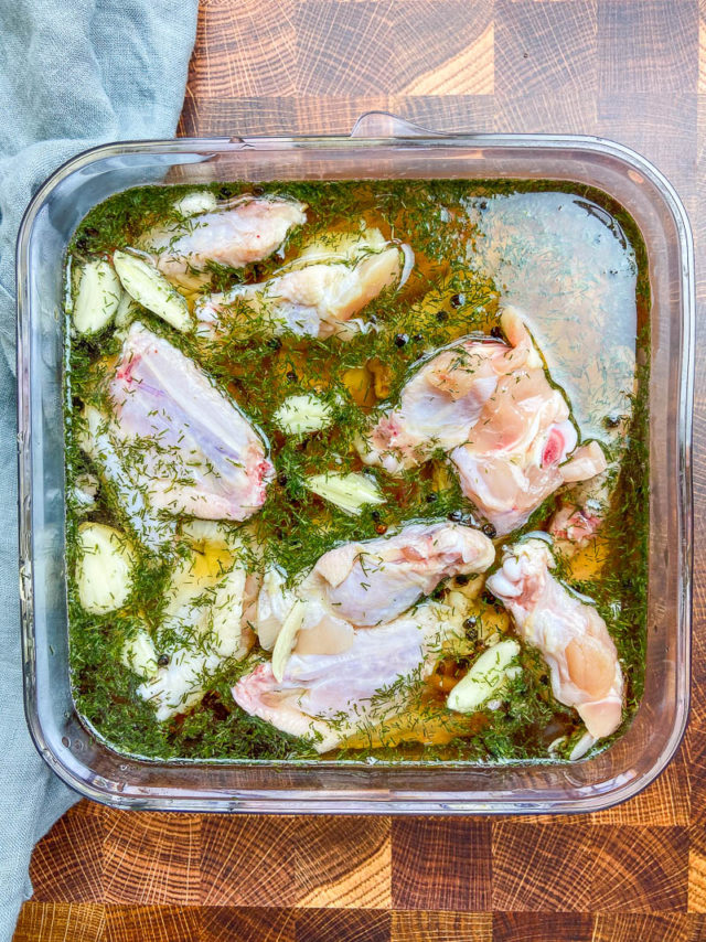 Chicken wings in brine. 