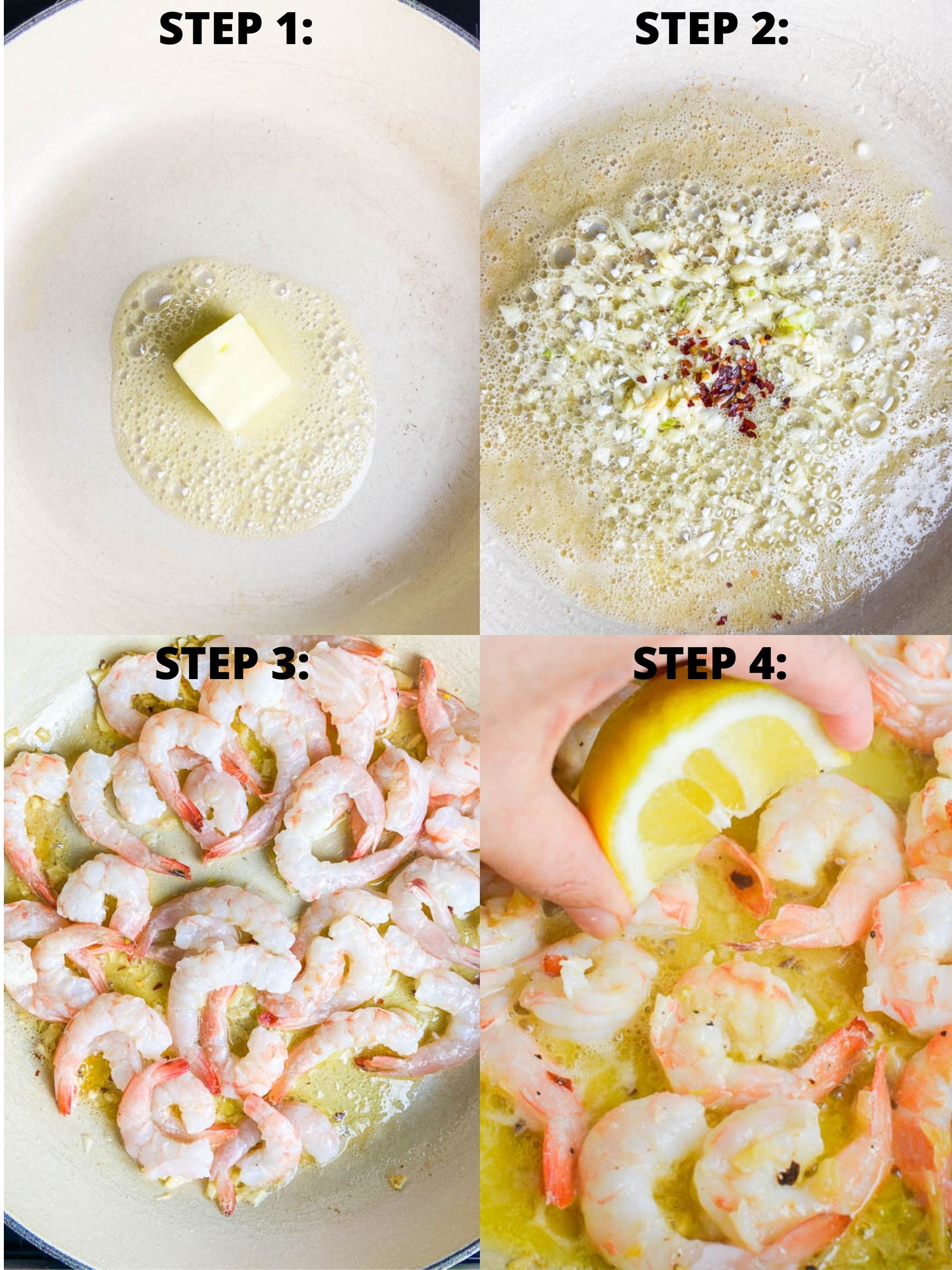 Step by Step Photos of garlic butter shrimp