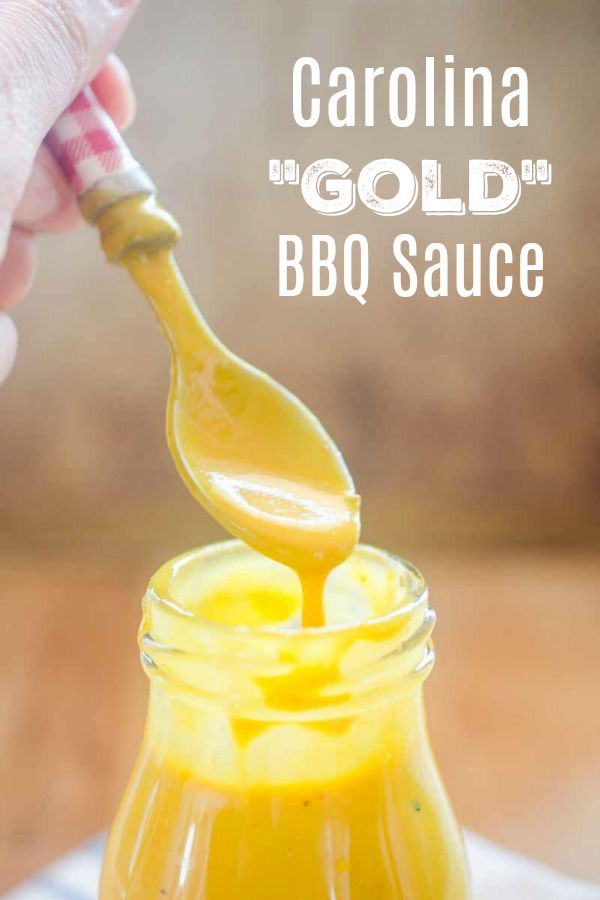 This Carolina BBQ Sauce is mustard based, tangy and sweet. You'll want to put it on all the things during your next BBQ. #CarolinaBBQSauce #BBQsauce #mustardbbqsauce