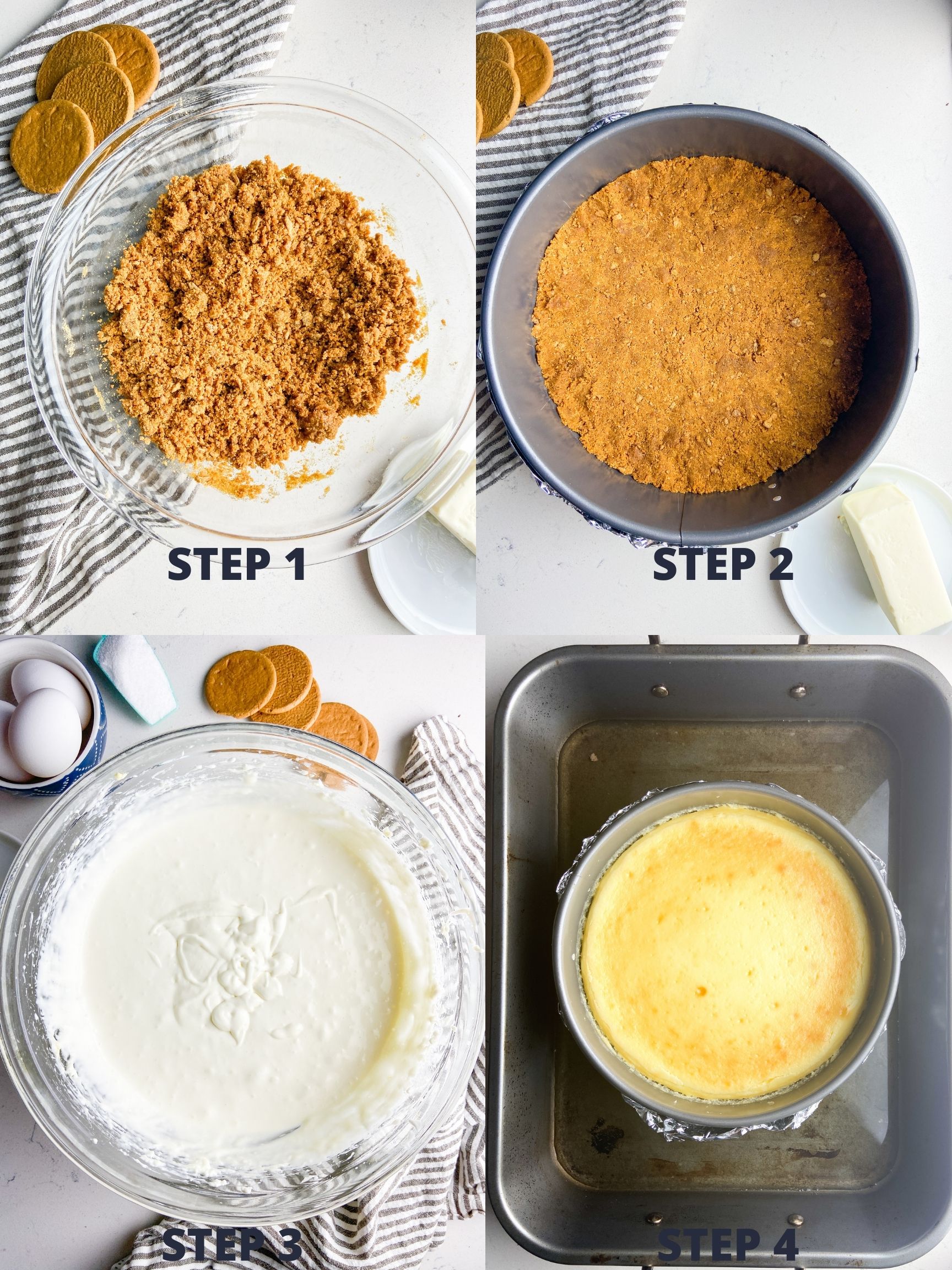 Step by Step instructions for cheesecake.