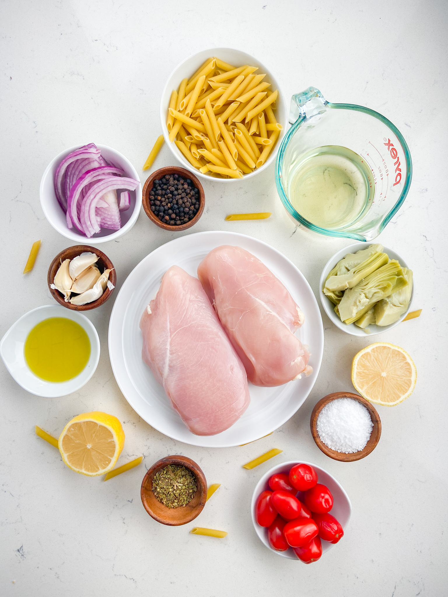 Chicken Penne with Artichokes and Tomatoes Ingredients. 