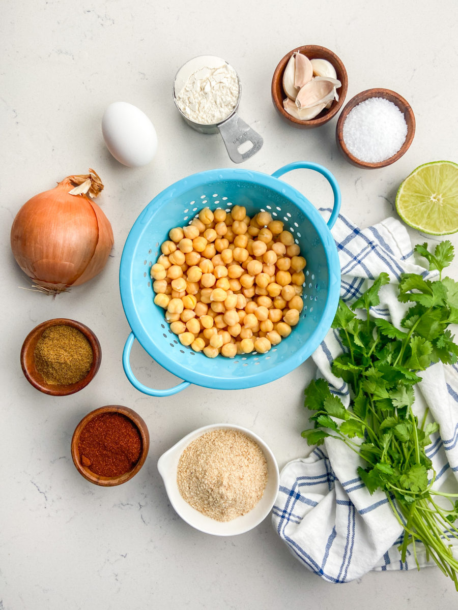 Chickpea patty ingredients. 