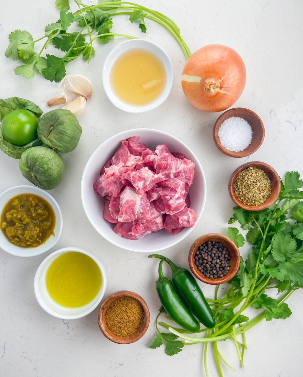 Chili Pork Verde Ingredients. 