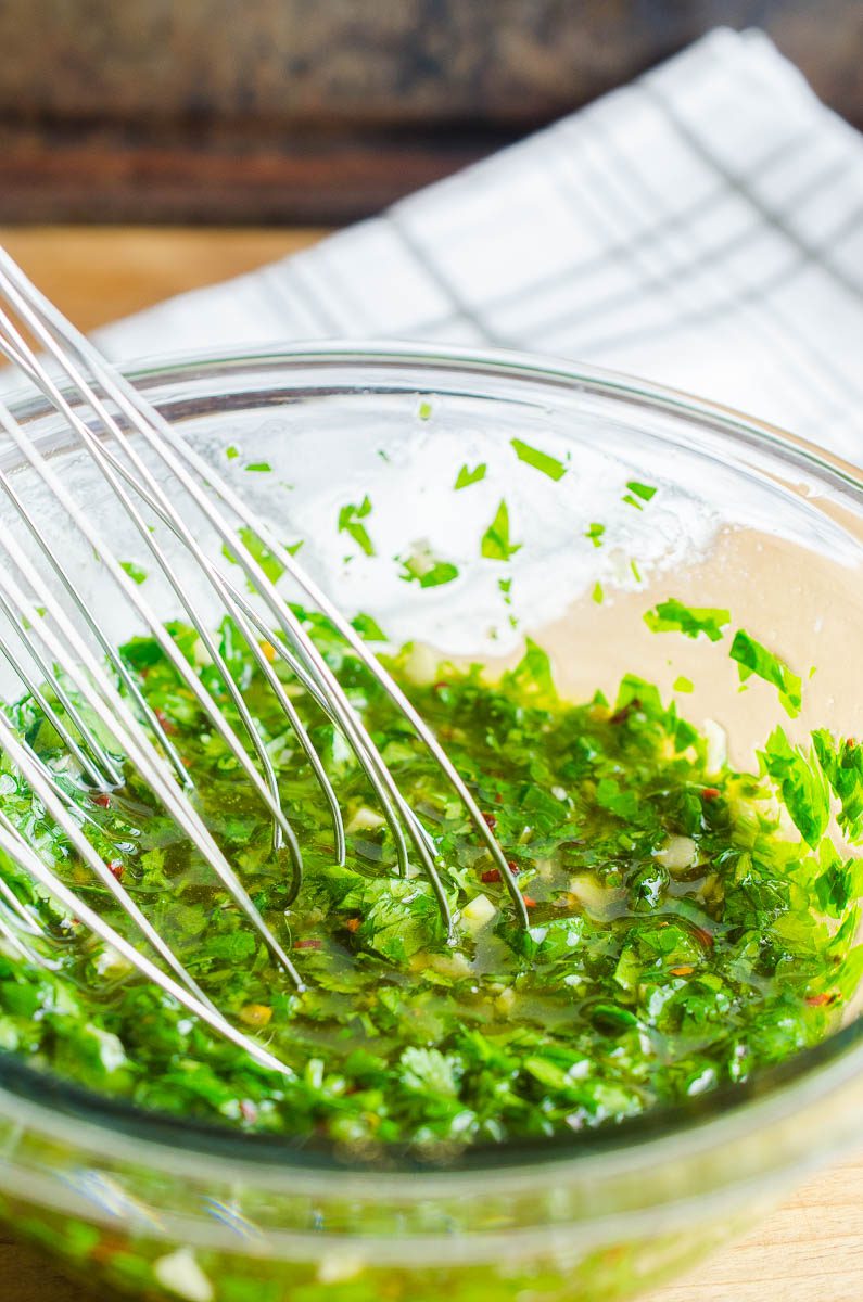 Chimichurri sauce is a classic Argentinian condiment. It's flavorful, versatile and can be ready in about 5 minutes. You'll want to put it an all the things!
