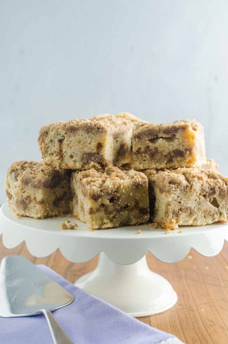 Cinnamon Sour Cream Coffee Cake is an easy and delicious afternoon snack or sweet breakfast treat. It is a hit with the whole family! 