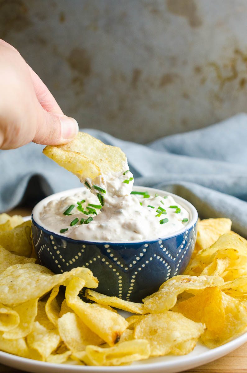 This classic creamy clam dip is perfect for summer potlucks. It's even better after it sets so it's perfect for making ahead! 
