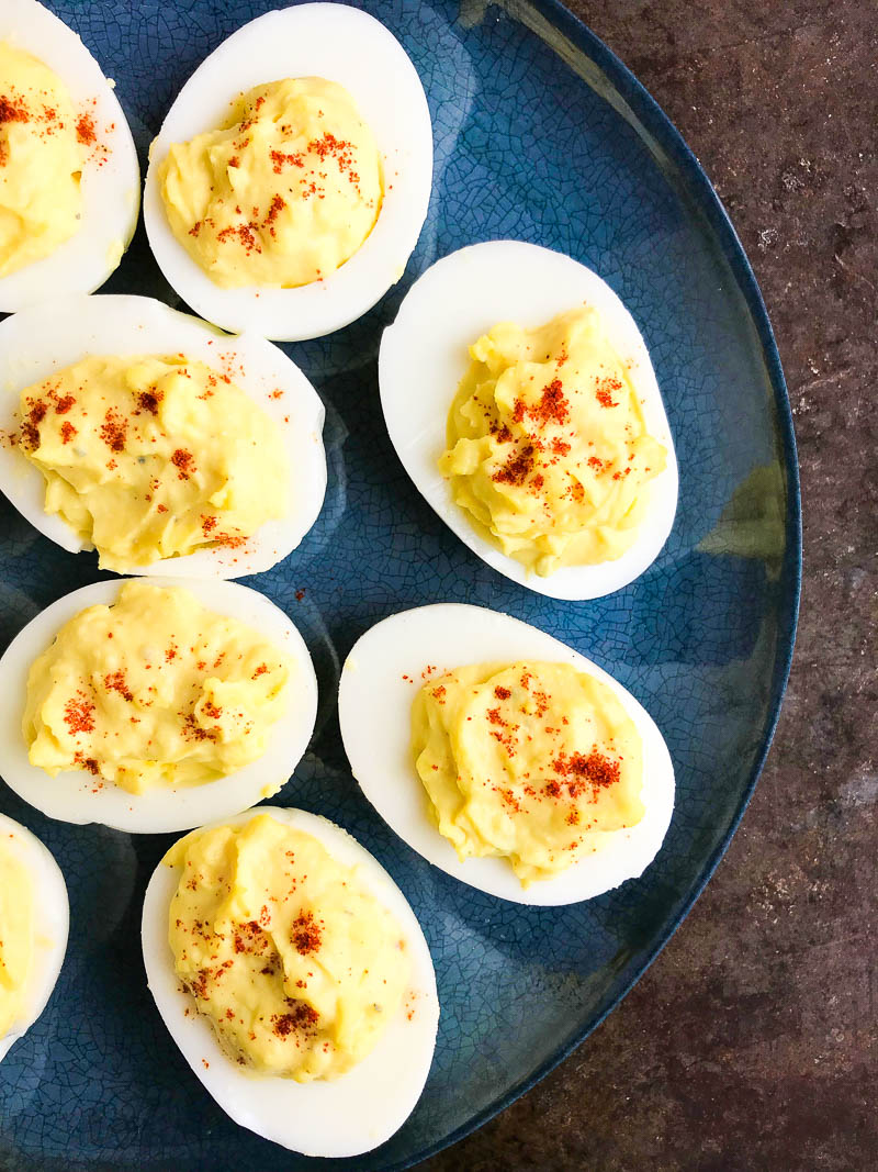 Classic Deviled Eggs with mayonnaise, mustard, and a few seasonings. They are a party and BBQ classic for a reason, everyone loves them!