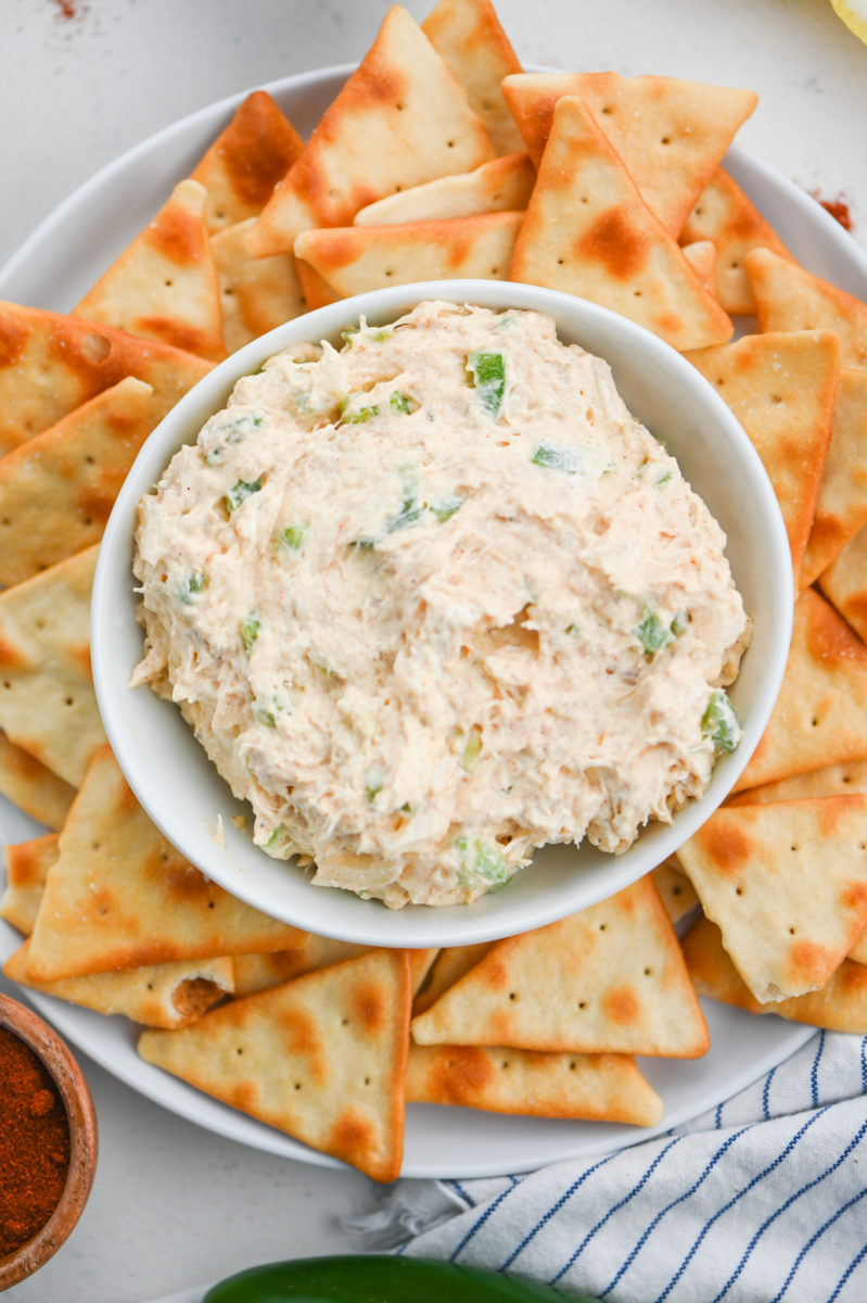 Overhead photo of cold crab dip. 