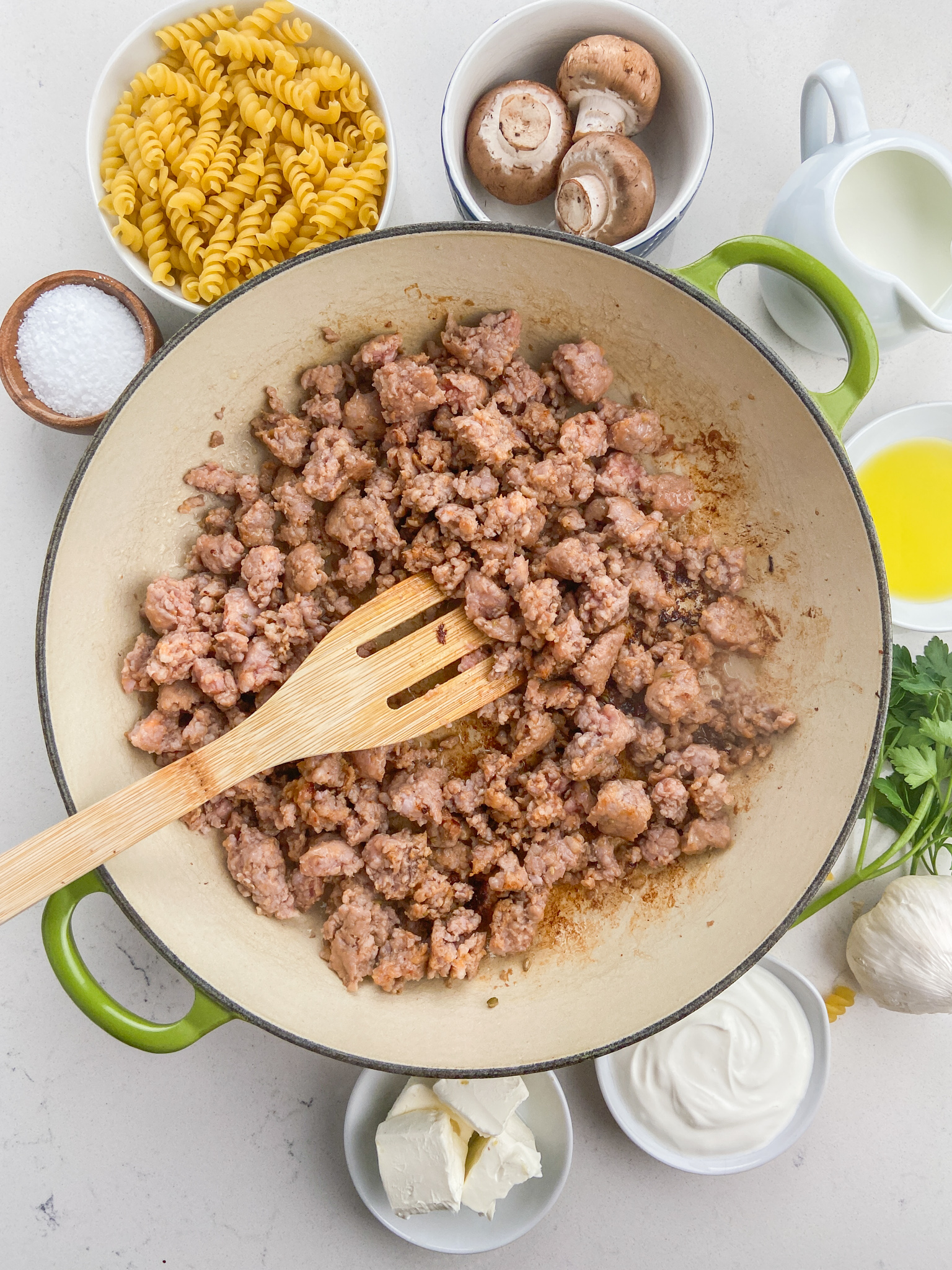 Creamy Mushroom and Sausage Pasta - Life's Ambrosia