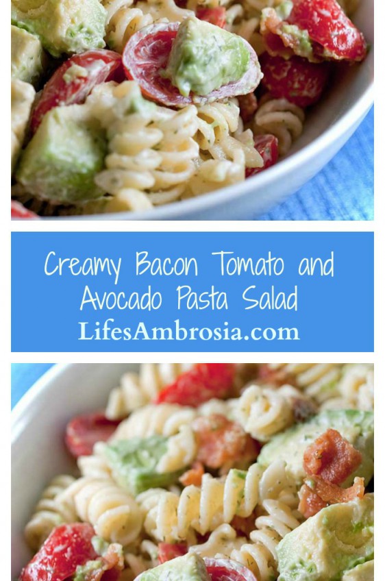 Bacon Tomato Avocado Pasta Salad Life's Ambrosia