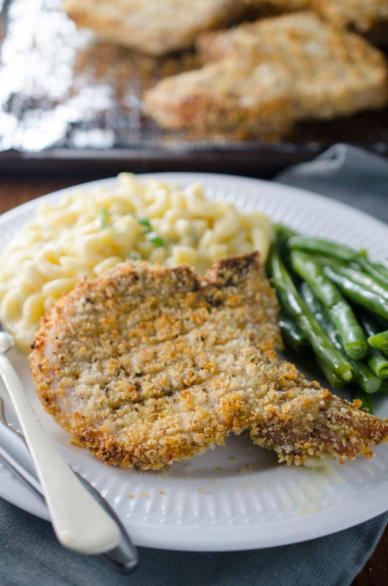 Crispy oven baked pork chops will be a hit with the whole family! 