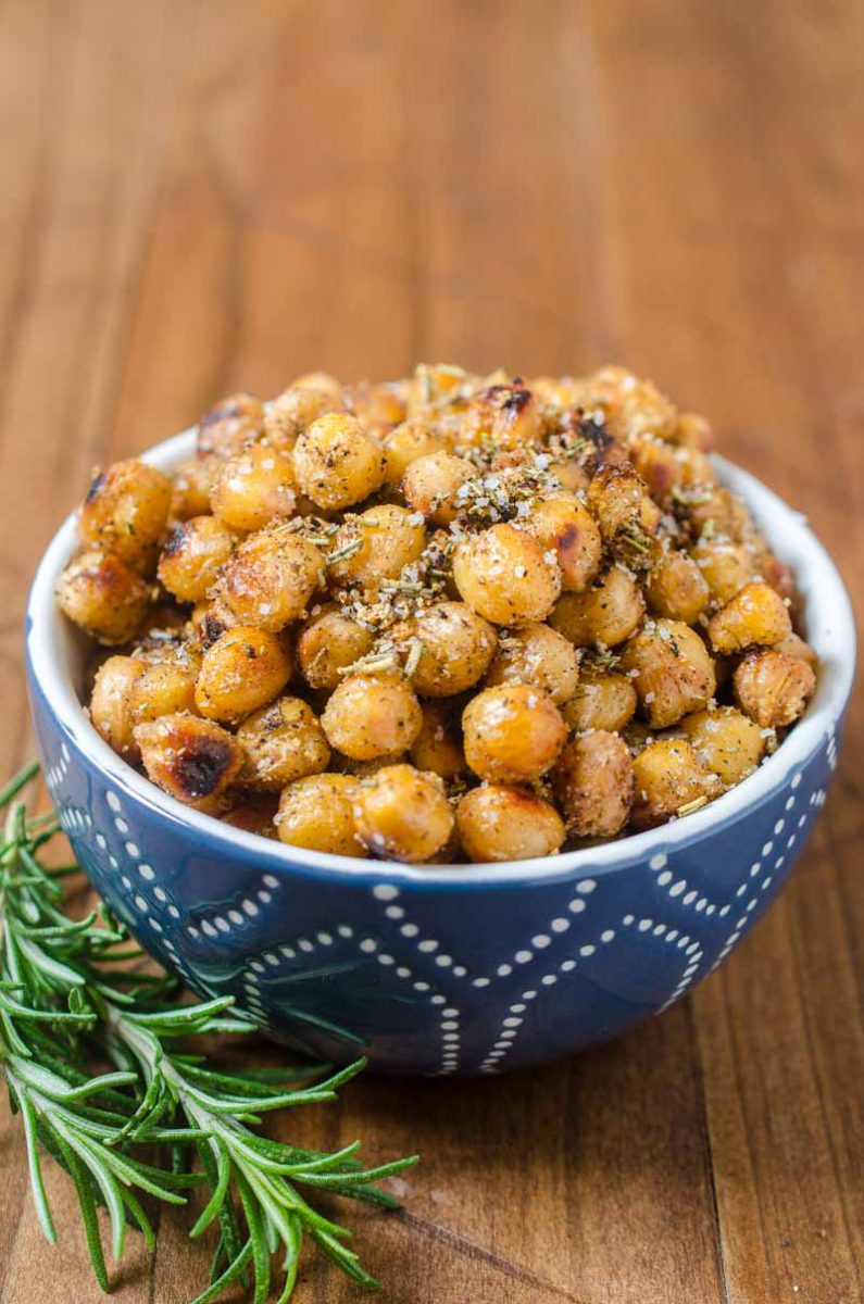 Crispy Chickpeas are a versatile snack that is always a crowd pleaser. This version with rosemary and garlic will be a favorite for sure! 