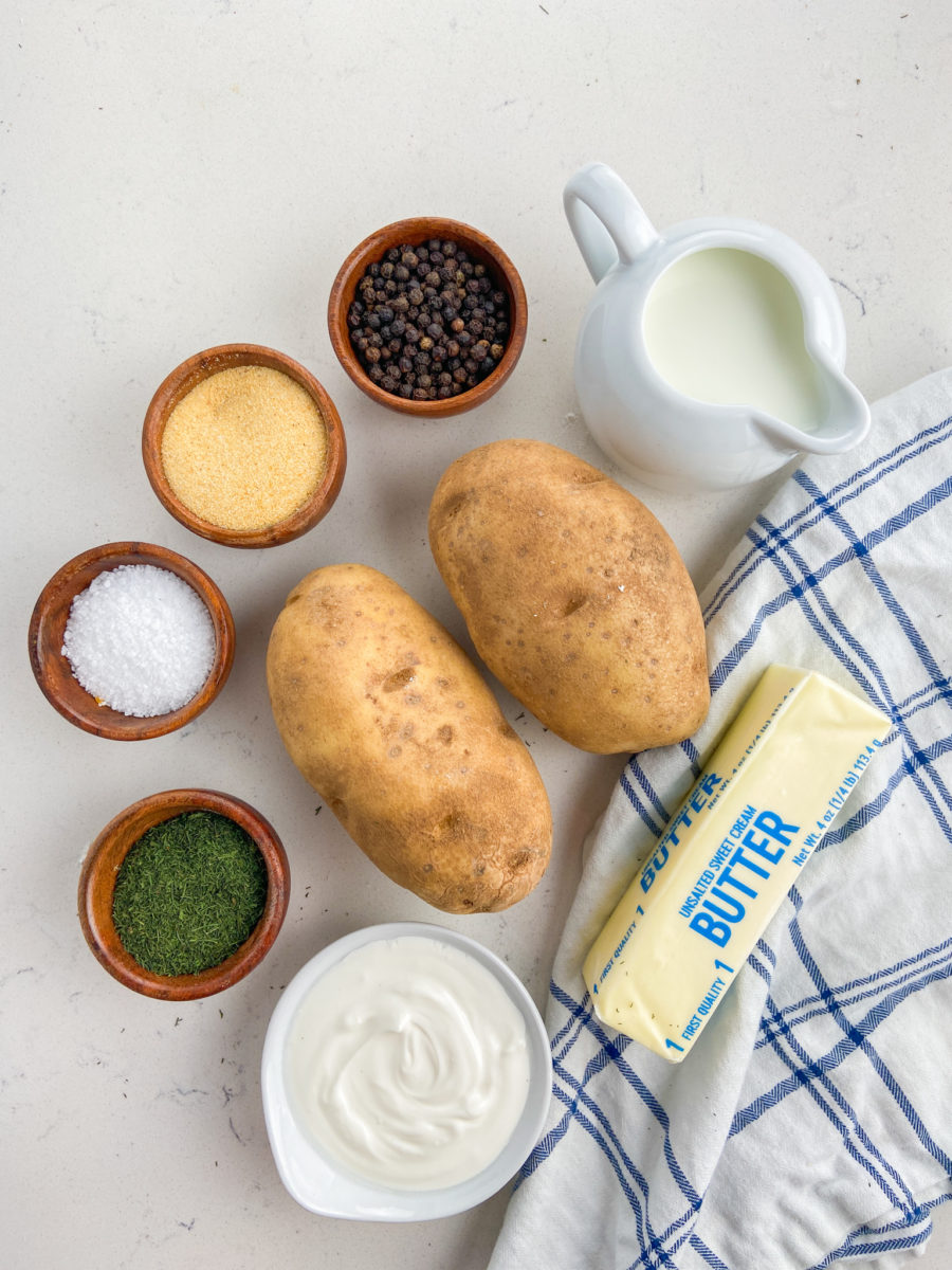 Dill mashed potato ingredients. 