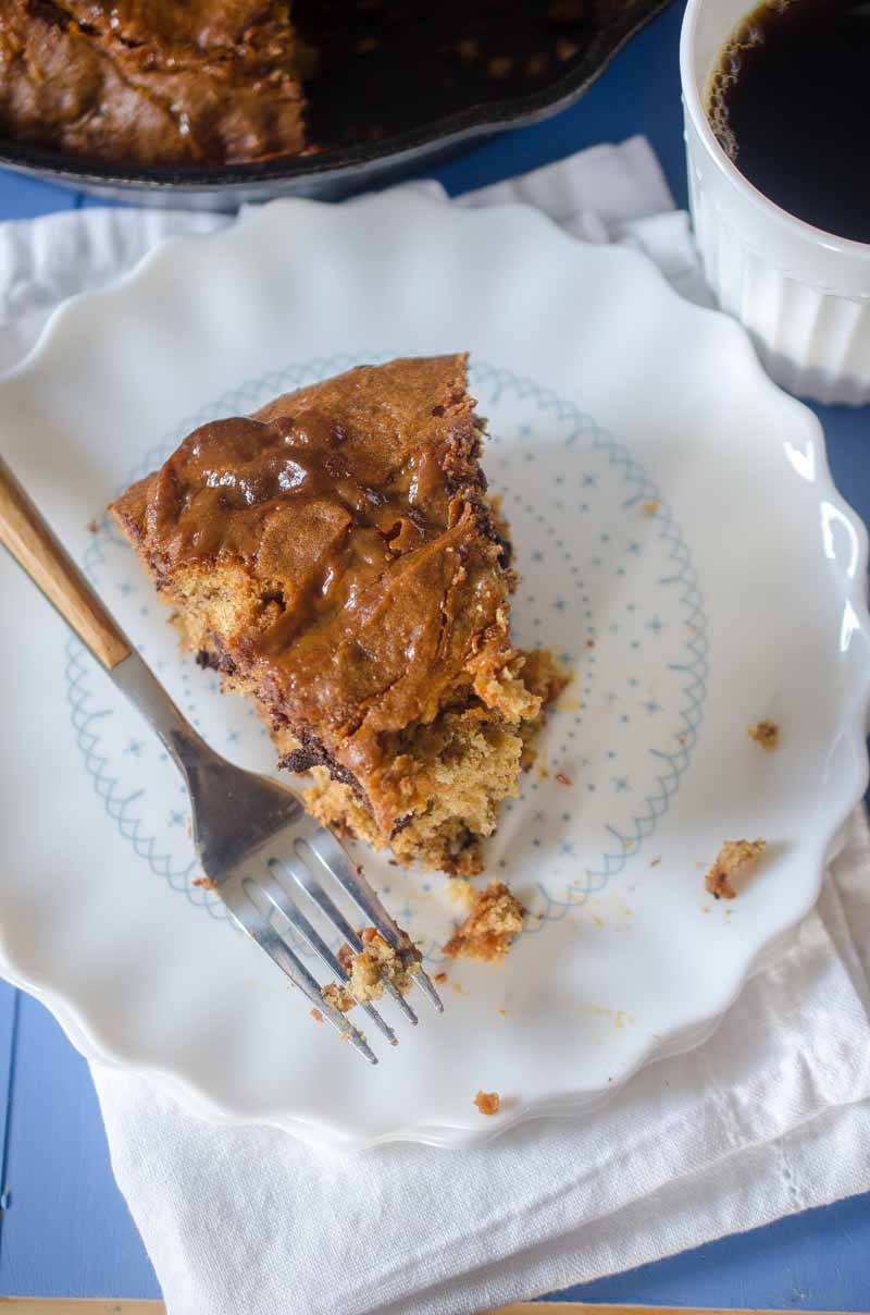 Dulce de Leche Banana Bread with dark chocolate chunks and a swirl of Dulce de Leche. Serve it for breakfast or dessert...or both.