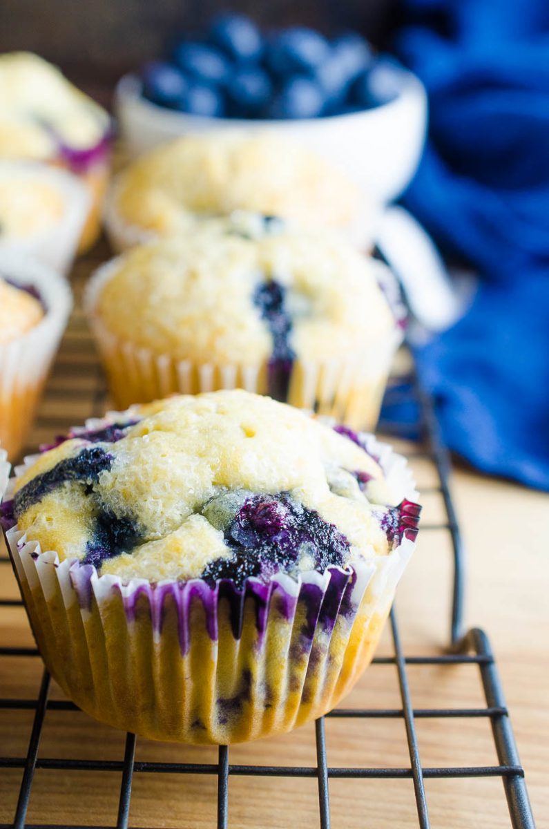 Blueberry Muffins with Sparkling Sugar on top. 