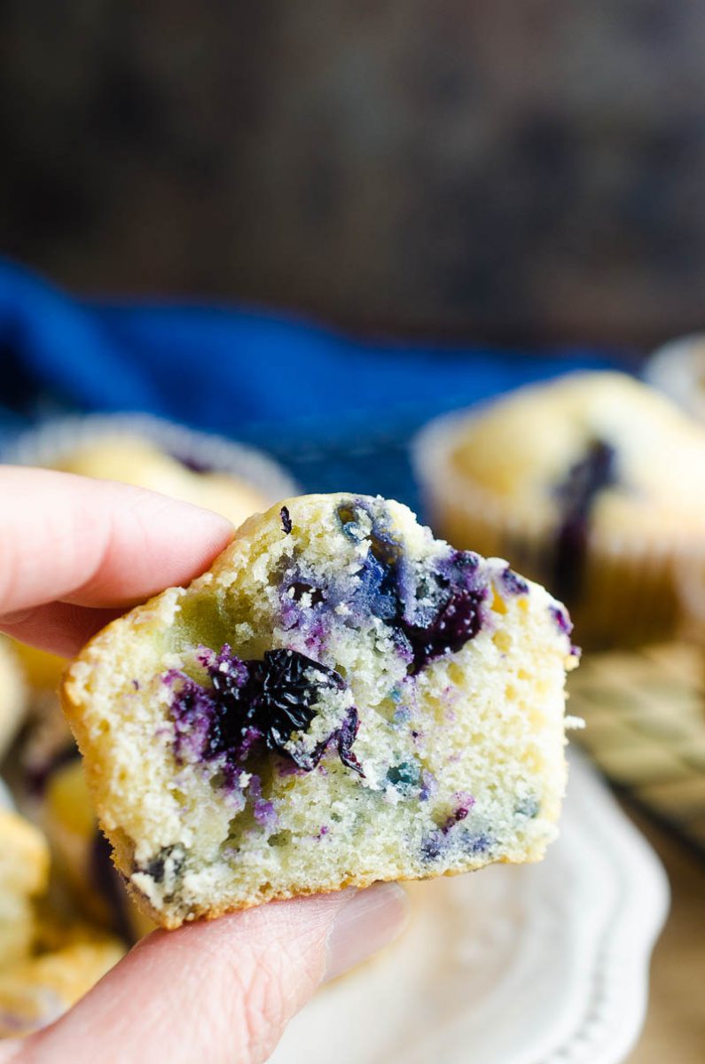 How to prevent blueberries from sinking to the bottom of muffins.