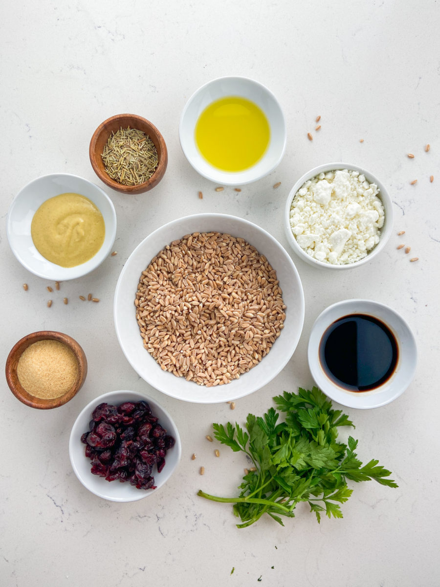 Farro Salad ingredients. 