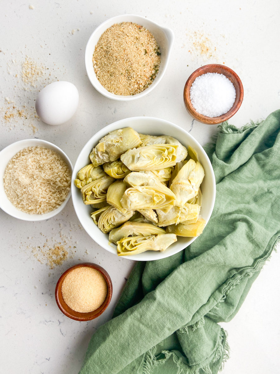 Fried Artichoke hearts ingredients. 