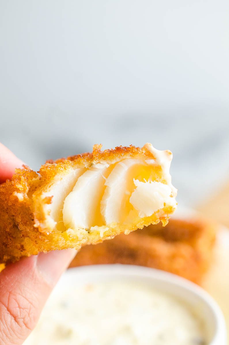 Fried Cod is our favorite fried fish. It's crispy on the outside and flaky on the inside. And it is perfect for dunking in homemade tartar sauce. 