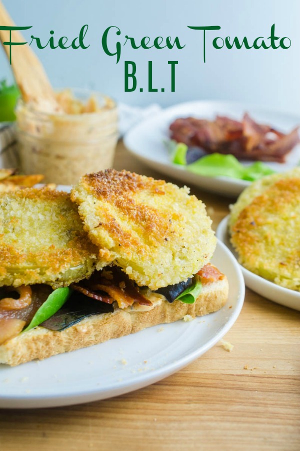 Sure a BLT is great but a Fried Green Tomato BLT? That's heaven! And it's easy too! #friedgreentomatoes #BLT #sandwich