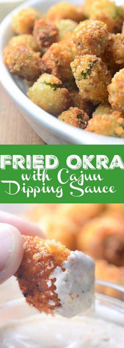 Fried okra is a classic southern dish. It is a crispy and addicting easy snack or appetizer recipe. A cajun dipping sauce gives it the perfect amount of kick!