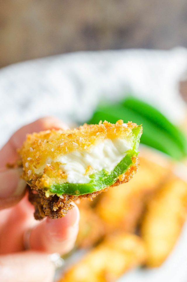 Inside of a jalapeno popper 