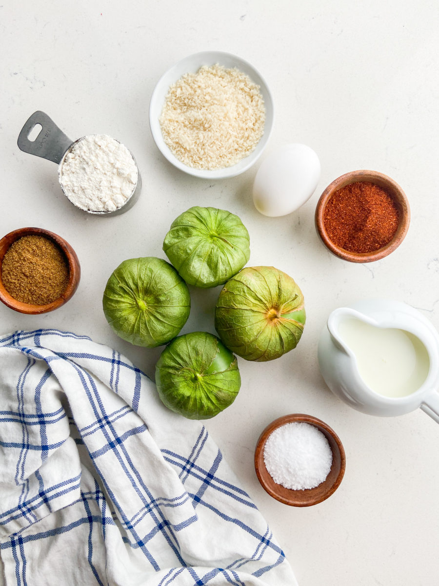 Fried Green Tomatillo ingredients. 